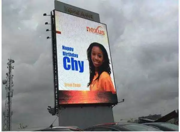 Nigerian Man Puts His Girlfriend’s Picture On A Billboard To Celebrate Her Birthday (Photo)